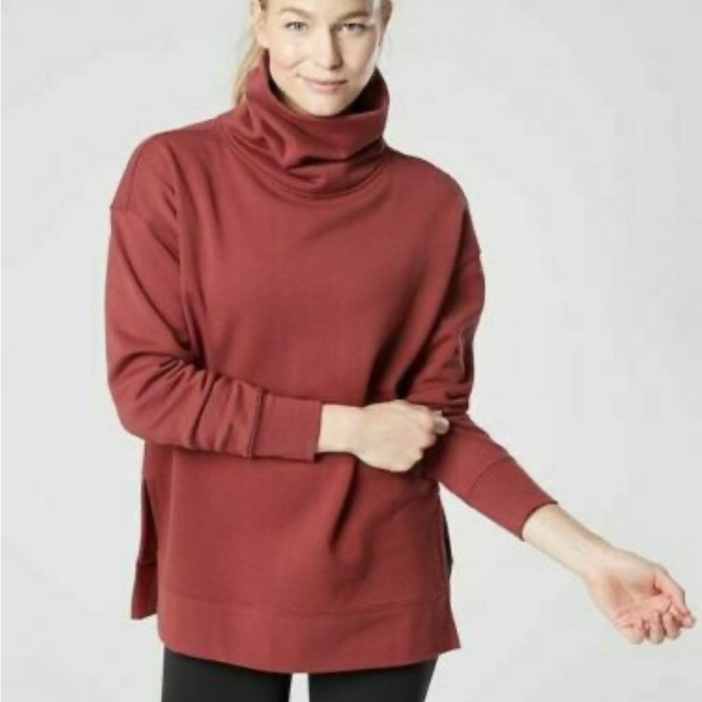 Athleta 24/7 Funnel Neck Sweatshirt - Maple Red - Small ⚡️